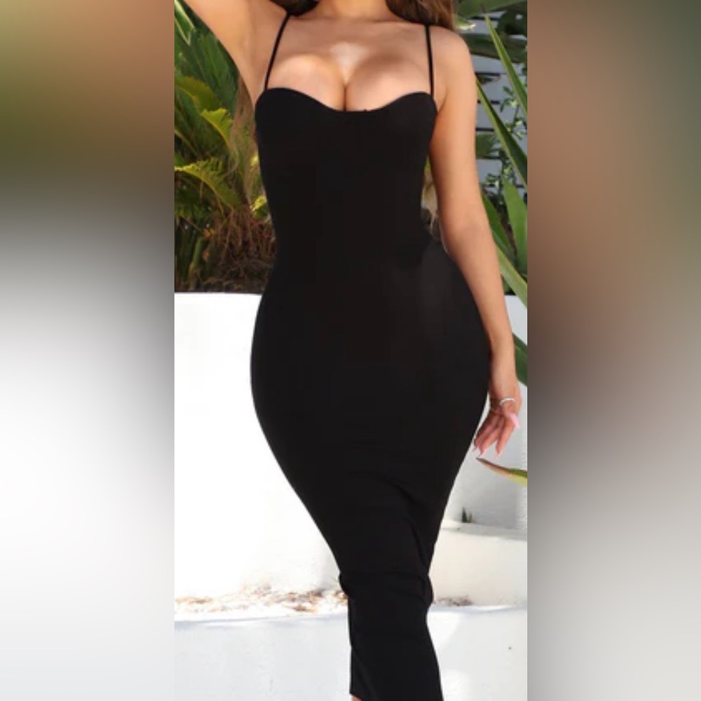 NWT FASHION NOVA Snatched Midi Ribbed Black Dress  Sz XL